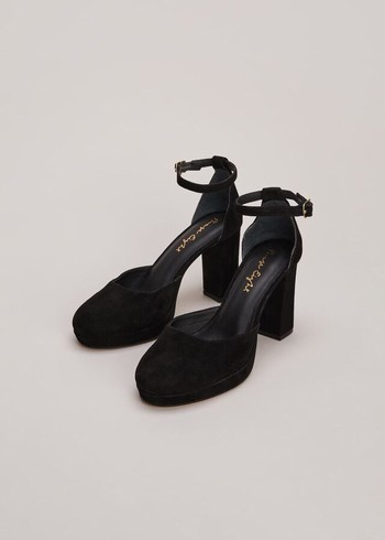 Phase Eight Black Suede Platform Heels Black USA | 7046325-QR